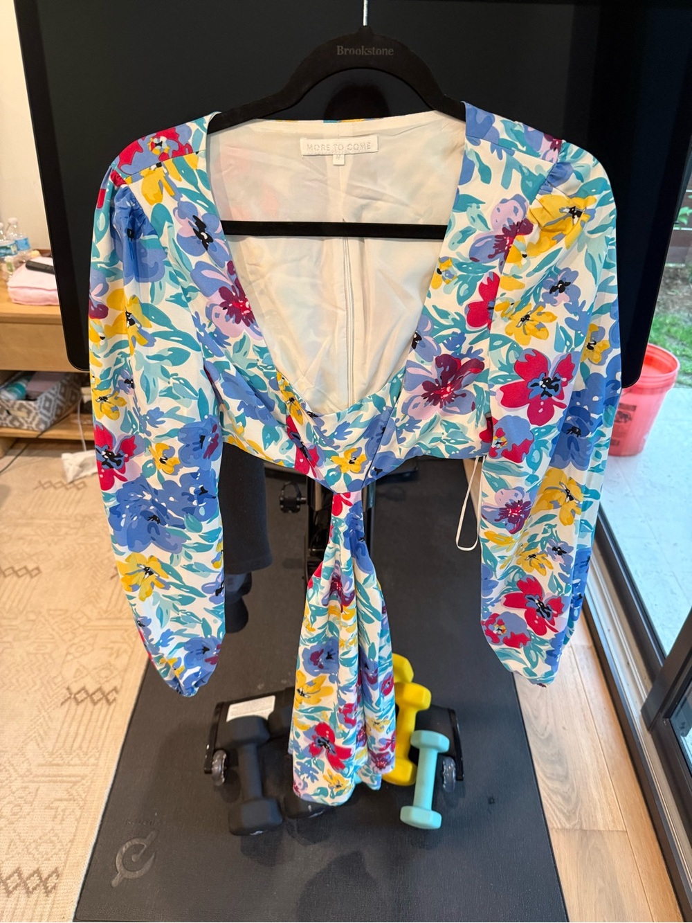 Blue Multi Floral Tie-Front Women’s Top